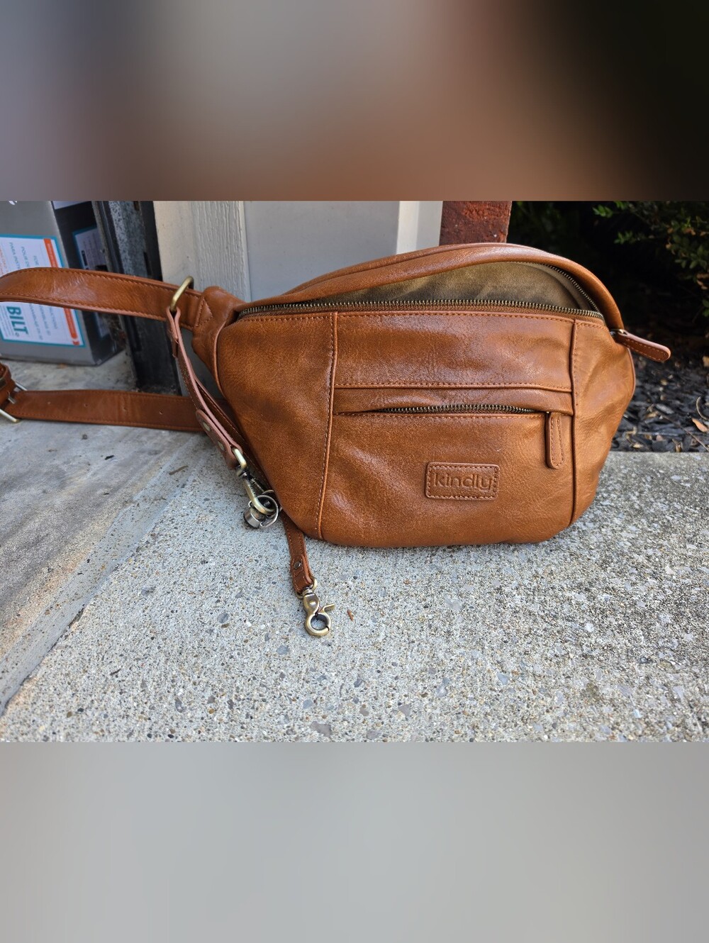 Kindly Tan Leather Crossbody Bag for  Photography